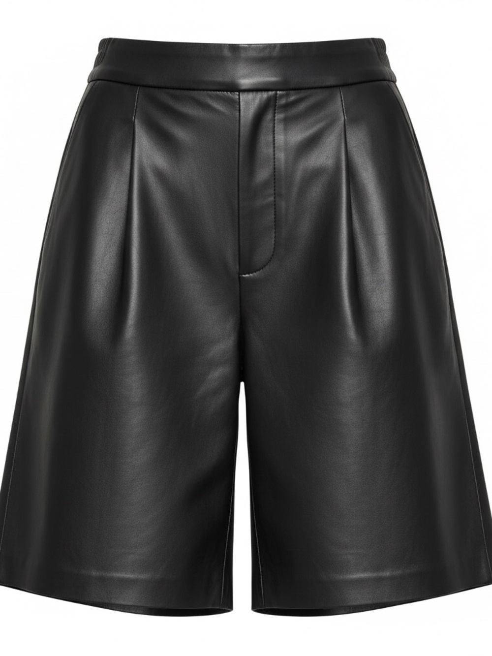 Black Faux Leather High-Waist Women’s Shorts